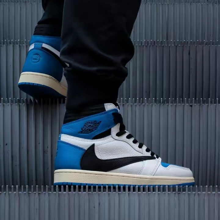 Air Jordan 1 AJ1 TS藤原浩闪电联名 倒钩白蓝男篮球鞋DH3227-105